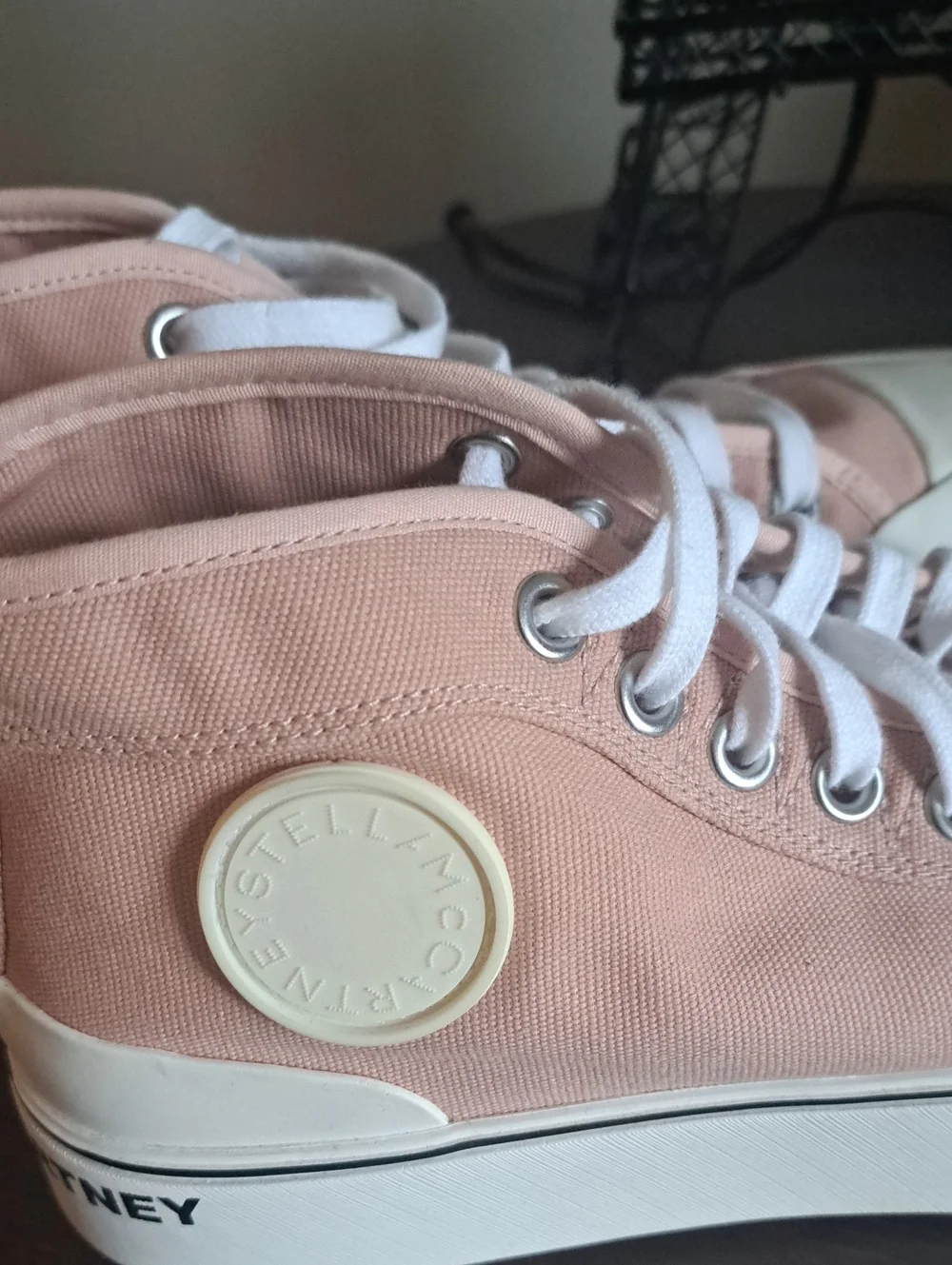Stella McCartney Pink High-Top Canvas Sneakers EUC Offers Welcome